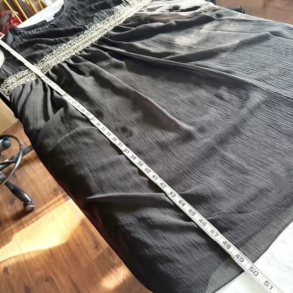 Ulla Popken Semi-Formal Sleeveless Black Chiffon Beaded Midi Dress Plus Size 5X - Picture 11 of 13